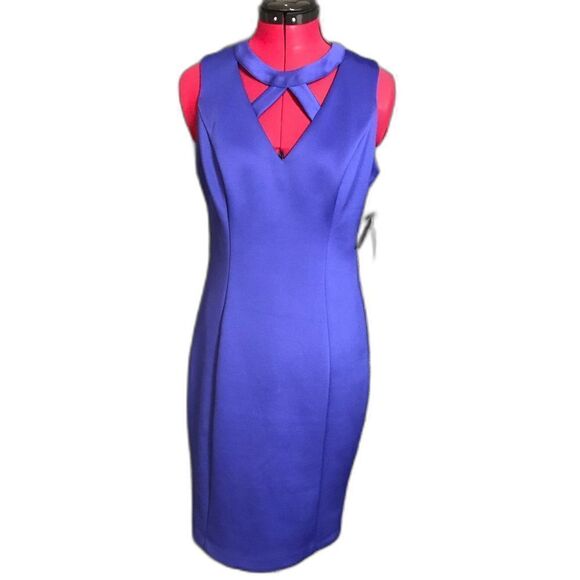 Guess Dress Women’s Size 10 Royal Blue Strappy Sleeveless MIDI Sheath NWT - Picture 1 of 13